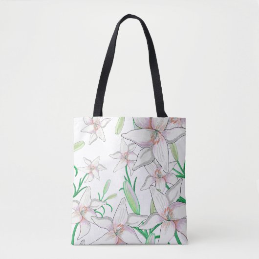 Tote Bag Illustration White Lilies (Devant)