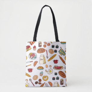 Tote Bag Illustrations alimentaires vintages : motif sans s