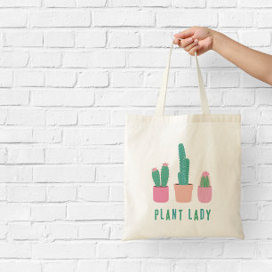 Tote Bag Illustrations de cactus rose et vert de Plant Lady