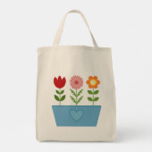 Tote Bag Illustrations de fleurs dans une fenêtre bleue (Dos)