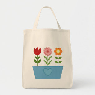 Tote Bag Illustrations de fleurs dans une fenêtre bleue