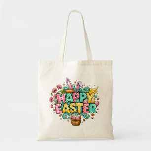 Tote Bag Illustrations de Pâques ludiques avec oreilles de