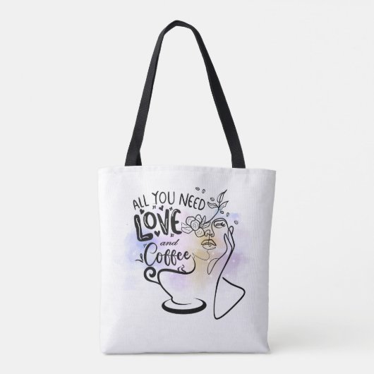 Tote Bag Illustrations esthétiques, Café de fille (Dos)