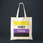 Tote Bag Ils/Eux font des reportages sur le budget du drape<br><div class="desc">Le drapeau non-binaire avec leurs pronouns :)</div>