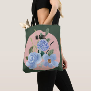 Tote Bag Image et nom personnalisés Cute aquarelle floral