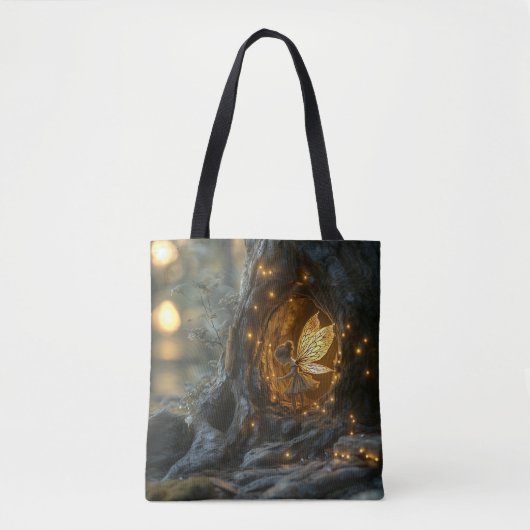 Tote Bag Image lunaire d'une fée dans le creux d'un arbre (Devant)