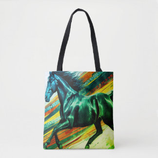 Tote Bag Image of a Galloping Stallion on Reusable Grocery