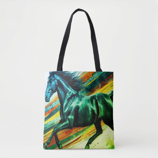 Tote Bag Image of a Galloping Stallion on Reusable Grocery (Devant)