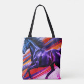 Tote Bag Image of a Galloping Stallion on Reusable Grocery (Dos)