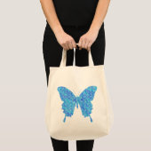 Tote Bag Image papillon, motif abstrait, nuances de bleu (Devant (produit))