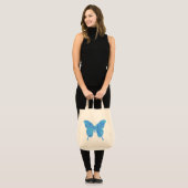 Tote Bag Image papillon, motif abstrait, nuances de bleu (Devant (modèle))