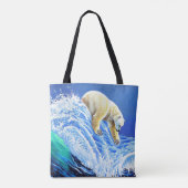 Tote Bag Image: Polar bear in the sea. (Dos)