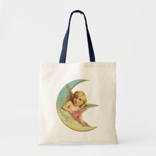Tote Bag Image vintage - Angel assis sur une lune de croiss