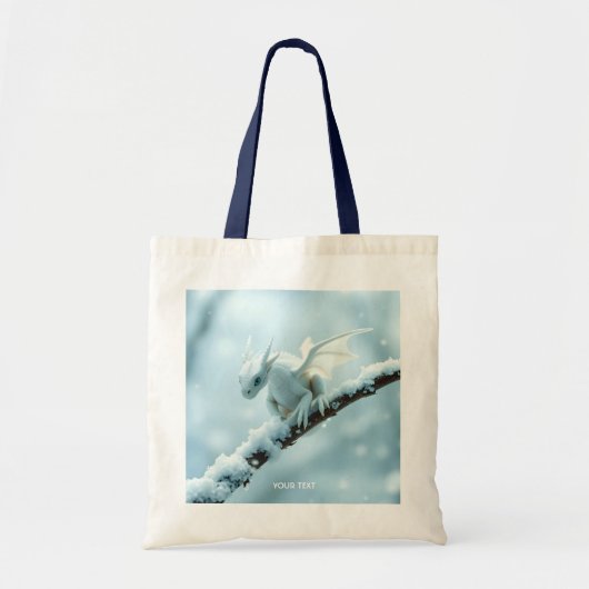 Tote Bag Imaginaire Bébé blanc mignon Dragon (Devant)