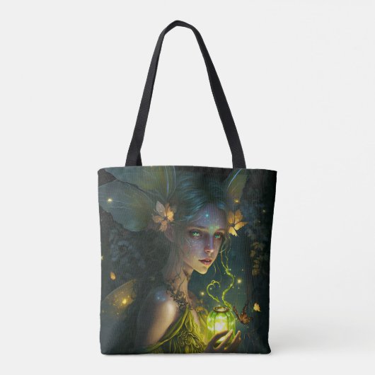 Tote Bag Imaginaire Belle forêt verte Fée (Dos)