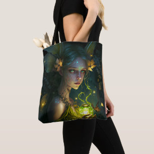 Tote Bag Imaginaire Belle forêt verte Fée