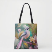 Tote Bag Imaginaire blanc crêpé à queue blanche Jay (Devant)