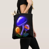 Tote Bag Imaginaire Blancs Dapperling Orange & Champignons (De près)
