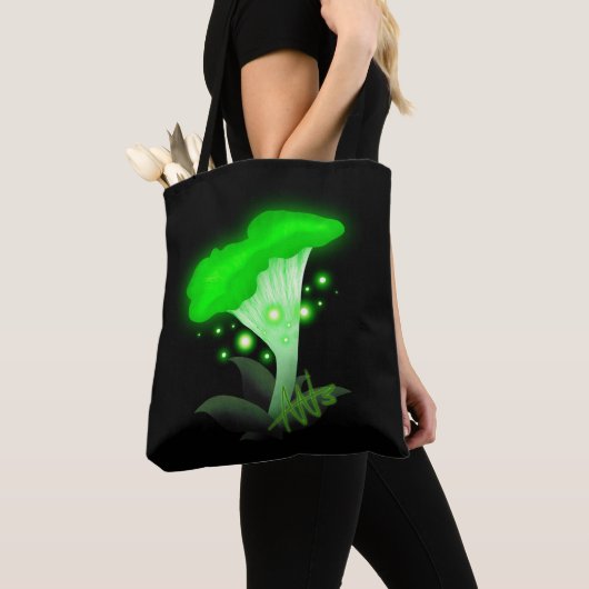 Tote Bag Imaginaire Chanterelle Champignon vert brillant (De près)