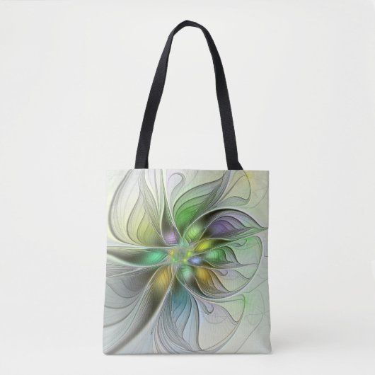 Tote Bag Imaginaire coloré Fleur moderne Abstrait Fractal (Devant)