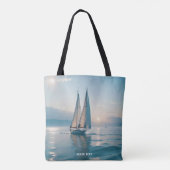 Tote Bag Imaginaire Cute Boat Sea Sun (Dos)