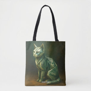 Tote Bag Imaginaire Cute Chat Argent Origami