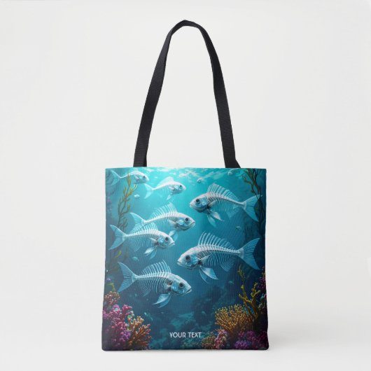 Tote Bag Imaginaire Cute Skeleton Fish School (Devant)