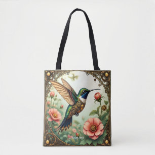 Tote Bag Imaginaire Cute Steampunk Fleurs d'oiseaux