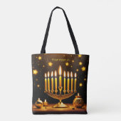 Tote Bag Imaginaire Cute Vivid Hanoukka Menorah Stars (Dos)