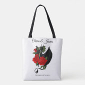 Tote Bag Imaginaire de Roses rouges Dragon Noir (Dos)