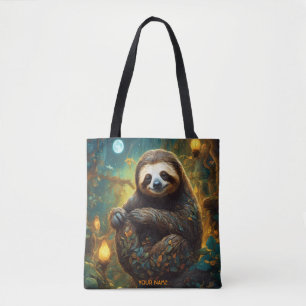 Tote Bag Imaginaire Fleurs Vivides Majestic Sloth