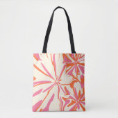 Tote Bag Imaginaire Floral - rose, orange et crème (Devant)