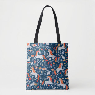 Tote Bag Imaginaire folklorique : licornes, lapins, oiseaux