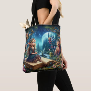 Tote Bag Imaginaire Forêt Elfes, Féeries Colorful Green Art