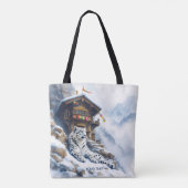 Tote Bag Imaginaire mignon blanc léopard neige (Dos)