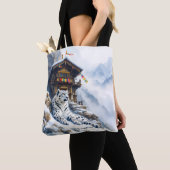 Tote Bag Imaginaire mignon blanc léopard neige (De près)