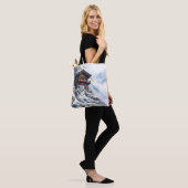Tote Bag Imaginaire mignon blanc léopard neige (Sur le modèle)