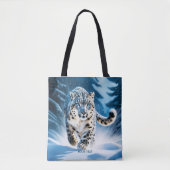 Tote Bag Imaginaire mignon léopard de neige en course (Devant)