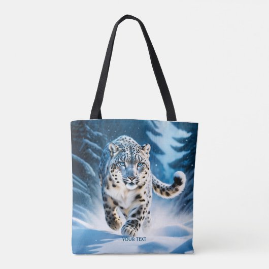 Tote Bag Imaginaire mignon léopard de neige en course (Dos)