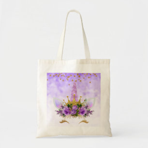 Tote Bag Imaginaire pourpre et licorne d'or d'étoiles