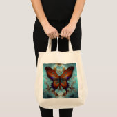 Tote Bag Imaginaire Steampunk Orange Butterfly Aqua Aquarel (Devant (produit))