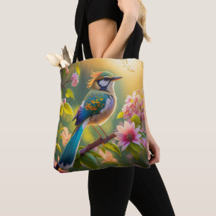 Tote Bag Imaginaire Turquoise à ailes vert