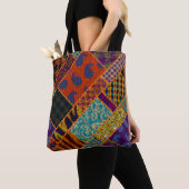 Tote Bag Imitation du motif de patchwork indien avec textur (De près)