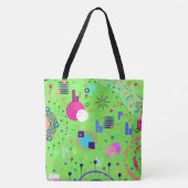 Tote Bag Impression abstraite vert citron (Devant)