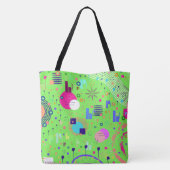 Tote Bag Impression abstraite vert citron (Dos)