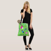 Tote Bag Impression abstraite vert citron (Sur le modèle)