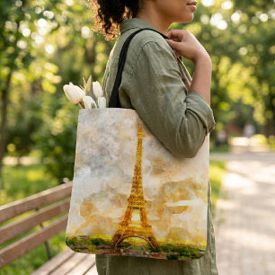 Tote Bag Impression artistique aquarelle du coucher de sole