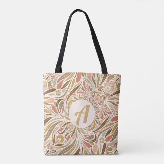 Tote Bag Impression Boho colorée avec Monogramme (Dos)
