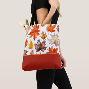 Tote Bag Impression botanique de feuilles d'automne lumineu