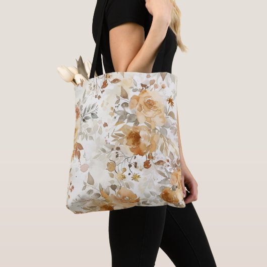 Tote Bag Impression botanique florale d'automne confortable (De près)